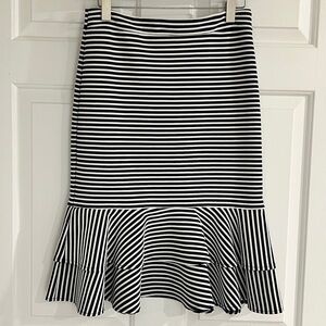 Banana Republic Black and White Striped Midi Skirt